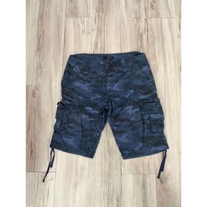 Fried Denim Mens Blue Camo Cargo Shorts Size 36 Cotton Utility Streetwear